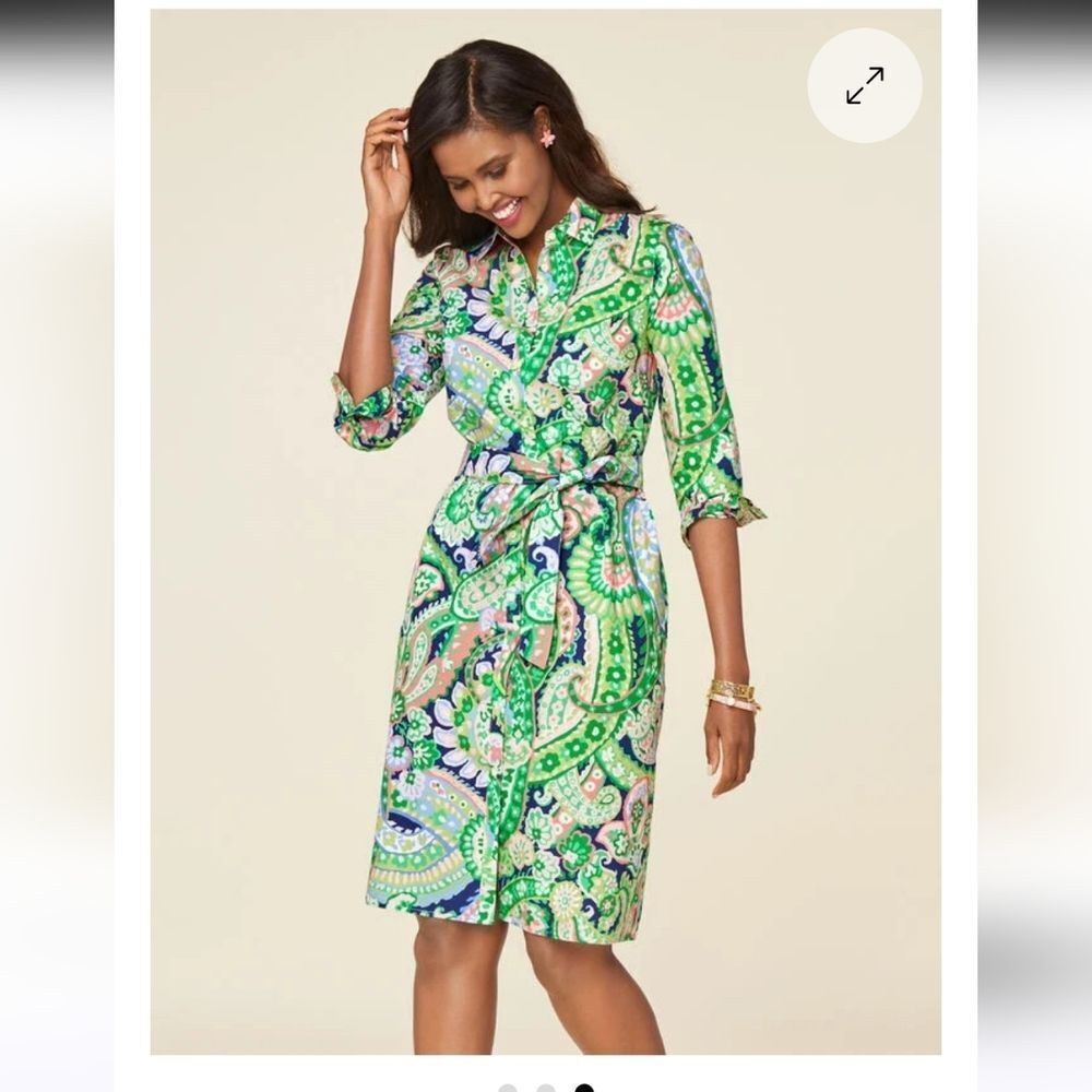 Cotton Watercolor Paisley Shirtdress